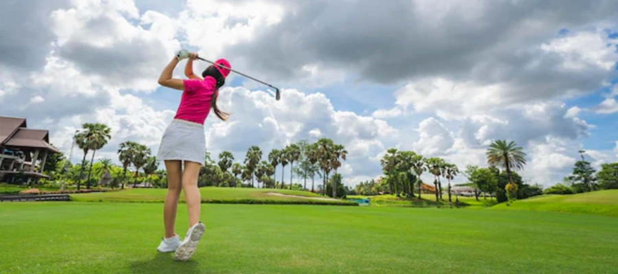 Woman playing golf