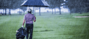 Playing golf in the rain
