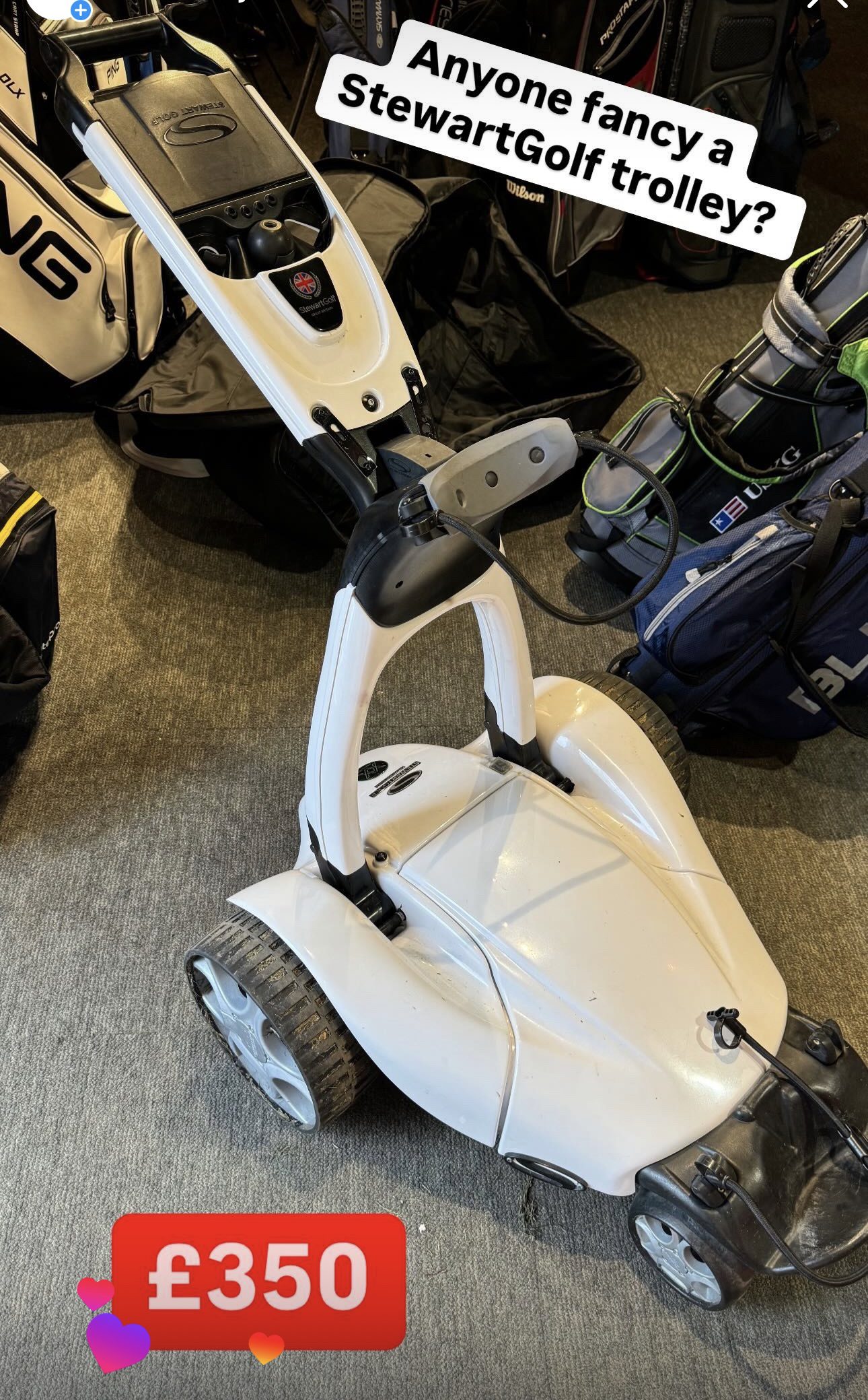 Stewart Golf Trolley Cash Fore Clubs